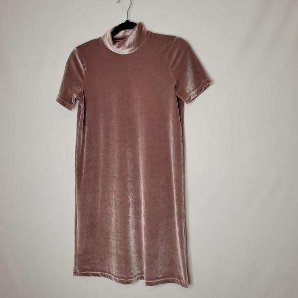 Madewell Mauve Mock Neck Velvet Dress - Picture 5 of 12